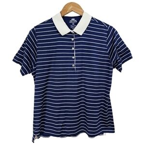 Peter Millar Luxury Cotton Navy Blue White Striped Short Sleeve Polo Shirt XL